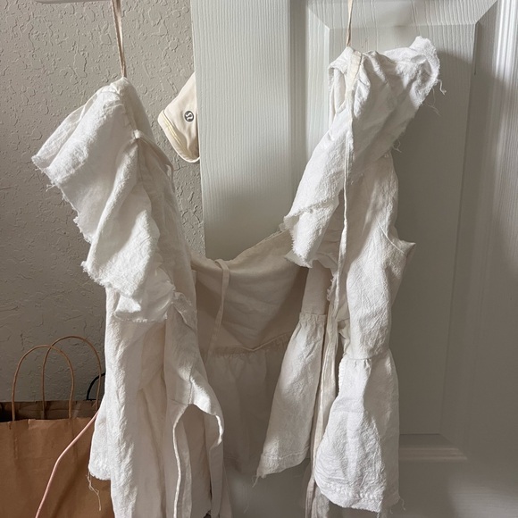 Free People White Ruffled Top - Picture 3 of 3